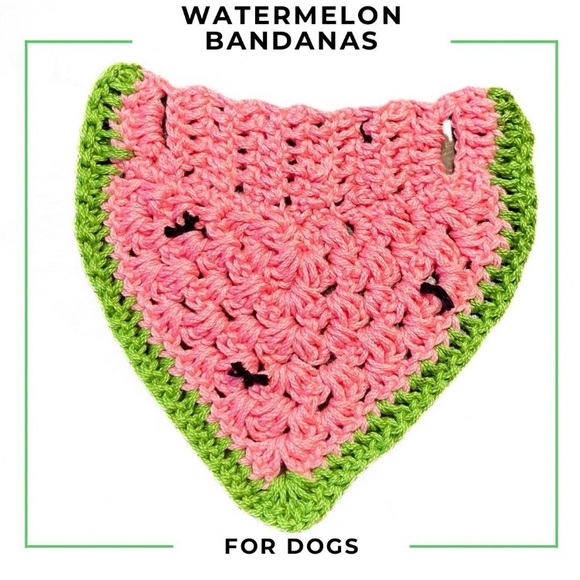 Watermelon Dog Bandana | Handmade Crochet Cotton Bandana - Picture 1 of 3